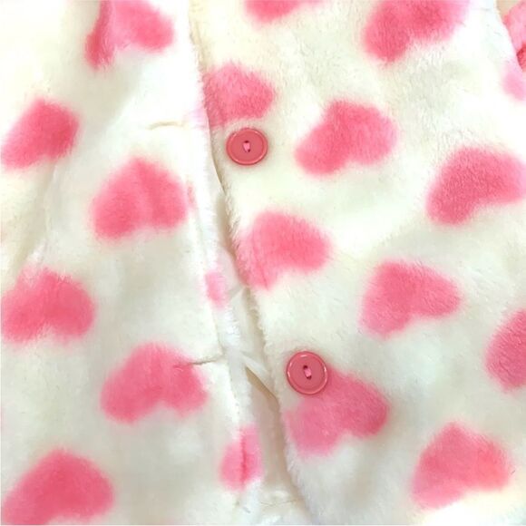 Cradle Togs | Girls Pink Hearts Plush Soft White Coat Jacket Size 18M - Picture 2 of 9